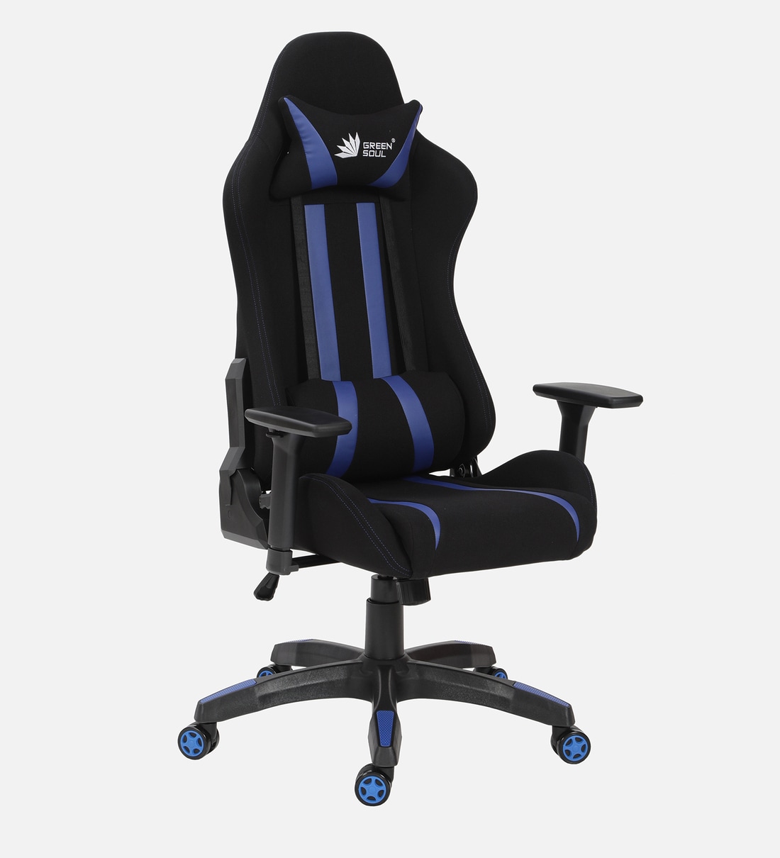 Buy Beast Fabric Gaming Chair in Black & Blue Colour by Green Soul Online Gaming Chairs