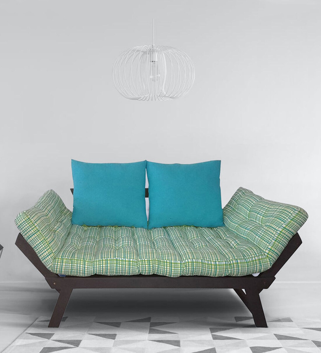 Buy Beat Futon with Mattress in Blue & Green Colour by ARRA Online