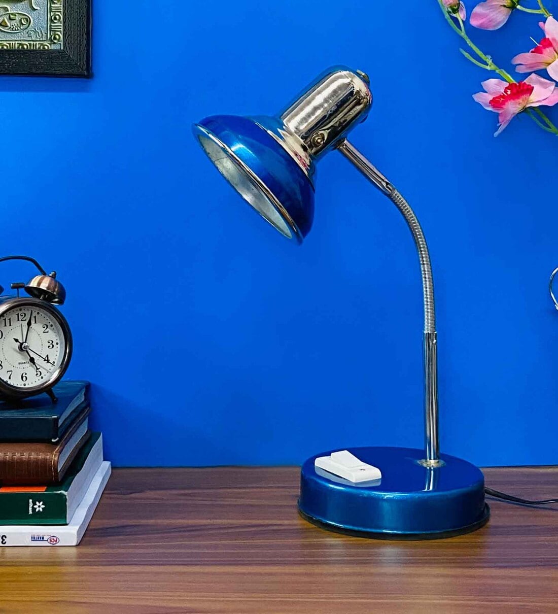 Beautiful Blue Chrome Metal Study Lamp