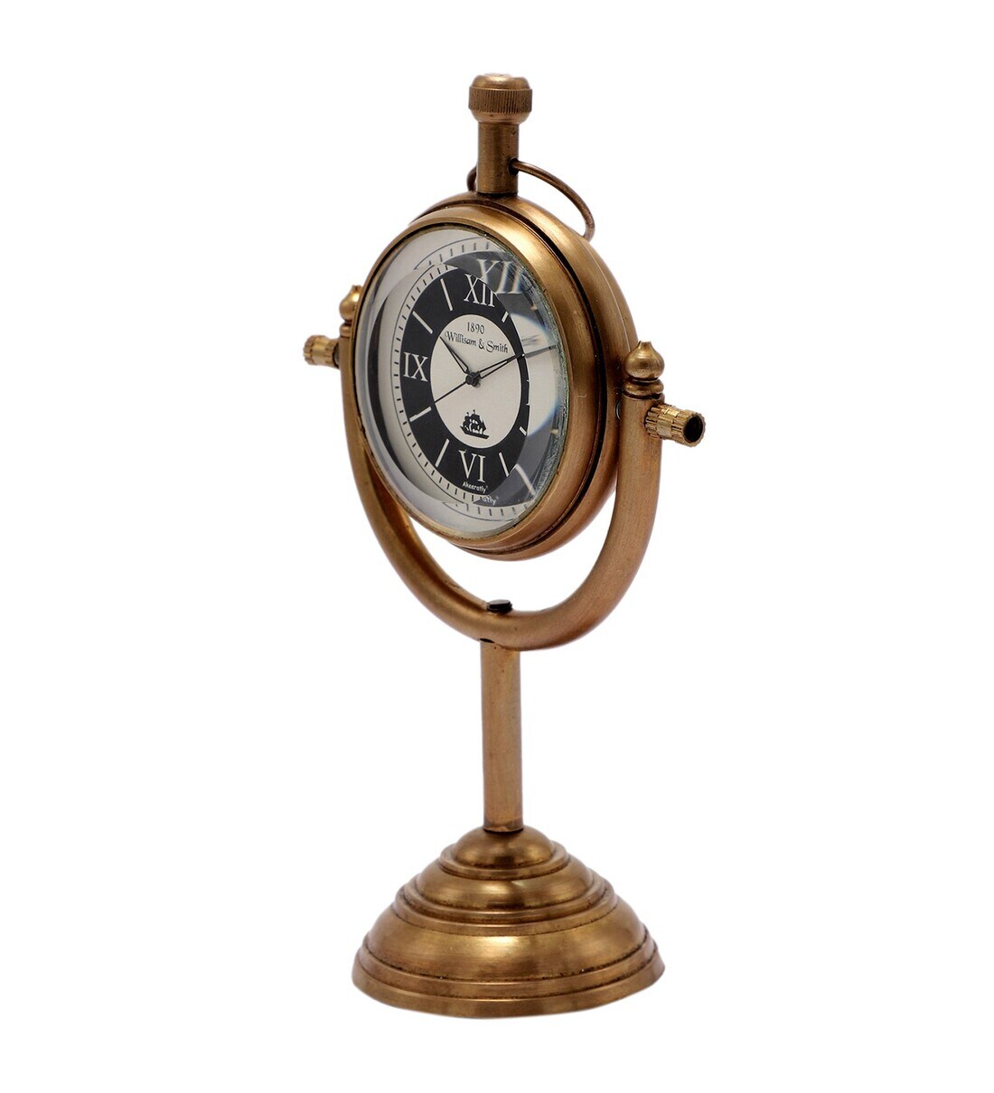 Buy Beautiful Vintage Brown Brass Table Clock by Akeeratly Online