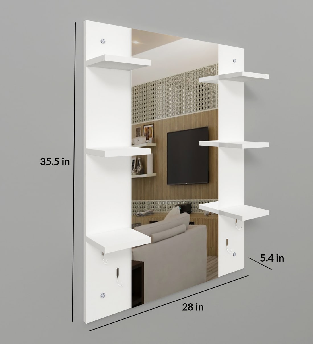 Buy Beautiful Wall Dressing Mirror in Frosty White Finish By DAS Online