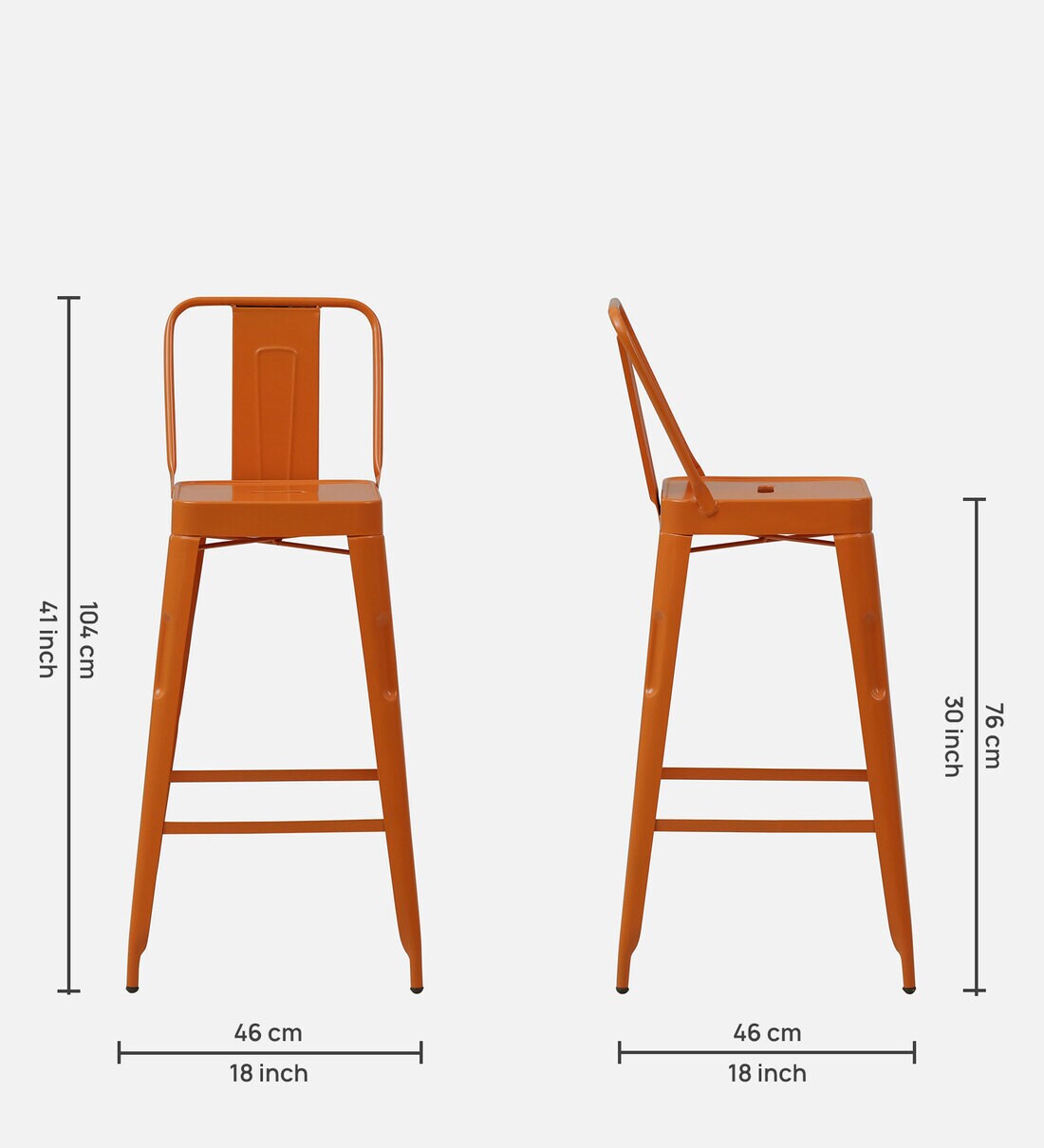 Buy Becky Metal Bar Stool In Orange Colour By Bohemiana Online