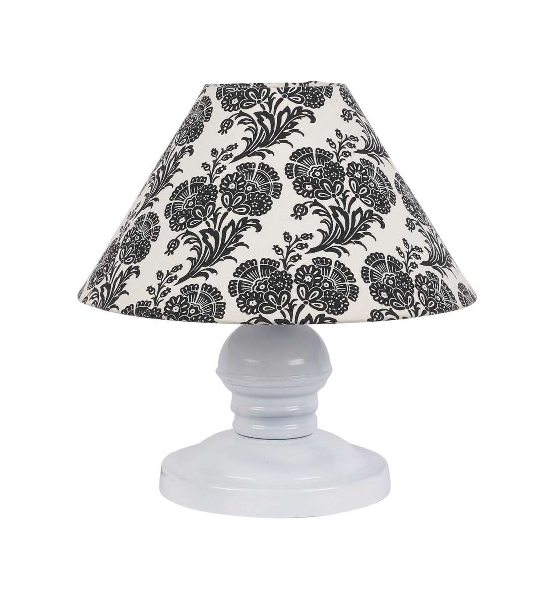 Buy Bed Side White Metal Table Lamp With Filigrre Print Shade at