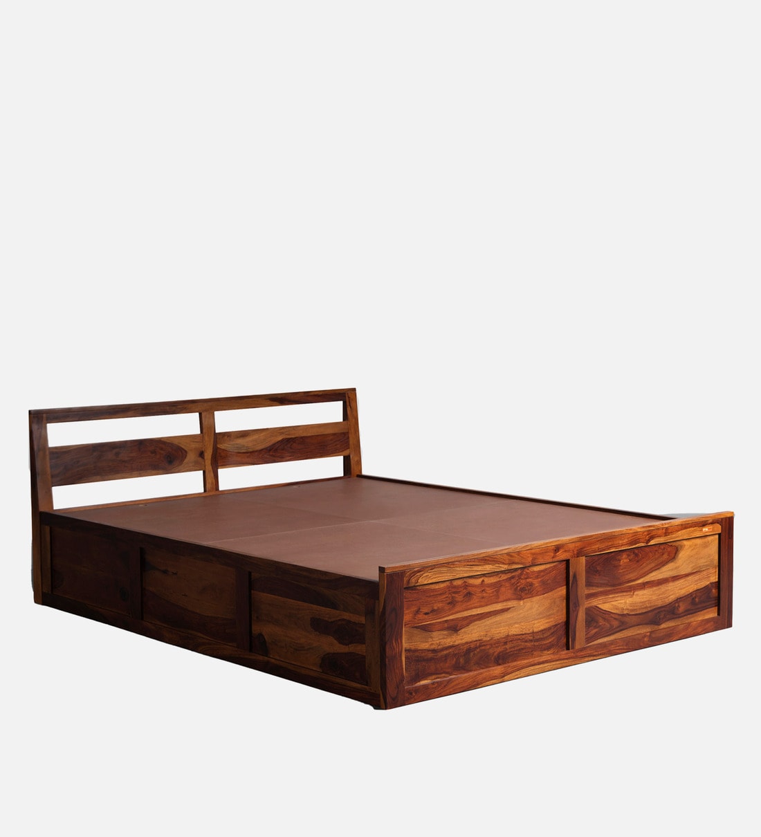 Buy Sheesham Wood Queen Size Bed in Provencial Teak Finish with Box Storage by Sleepyhead Online