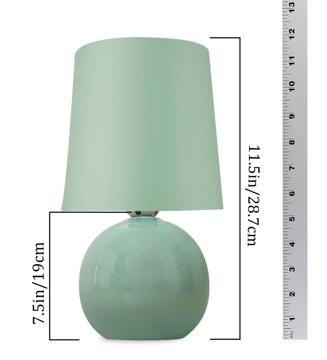 24.75'' Farmhouse Light-Green Ceramic Single Table Lamp fo Amrita Ceramic Table Lamp Green and Antique Brass With Shade