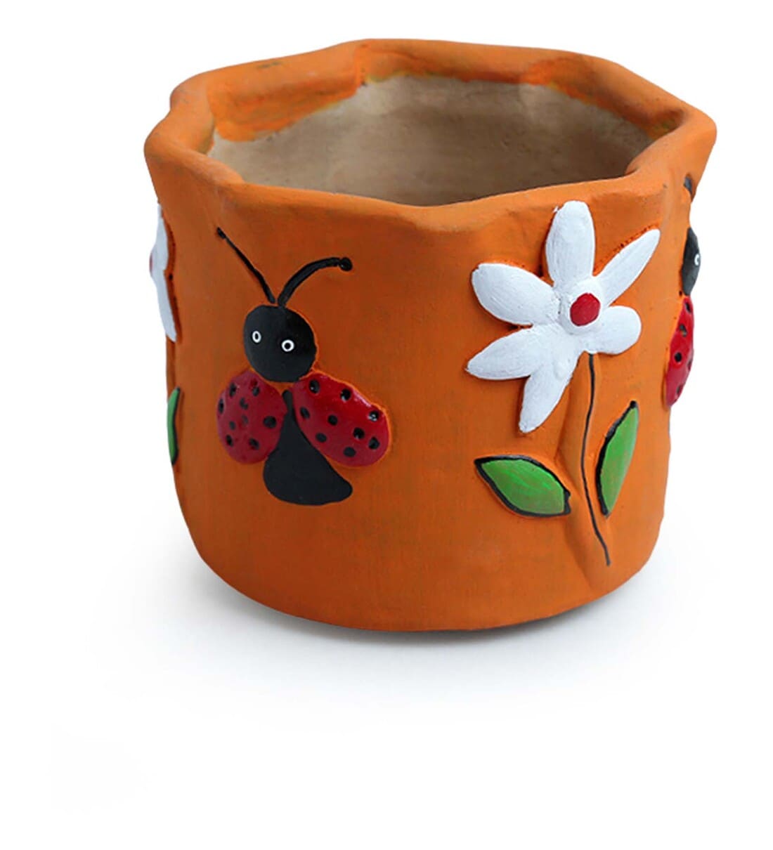 Buy Bees & Buds Handmade & Hand Painted Planter Pot In Terracotta (5