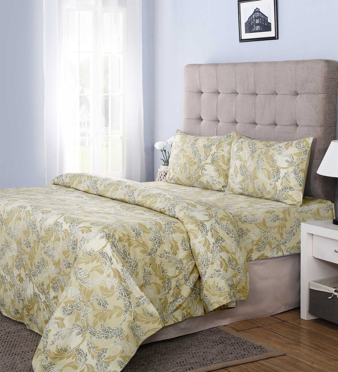 Buy 100 Cotton 400tc King Size Bedsheet With 2 Pillow Covers By Maspar Online Abstract King Bed Sheets Bed Sheets Furnishings Pepperfry Product