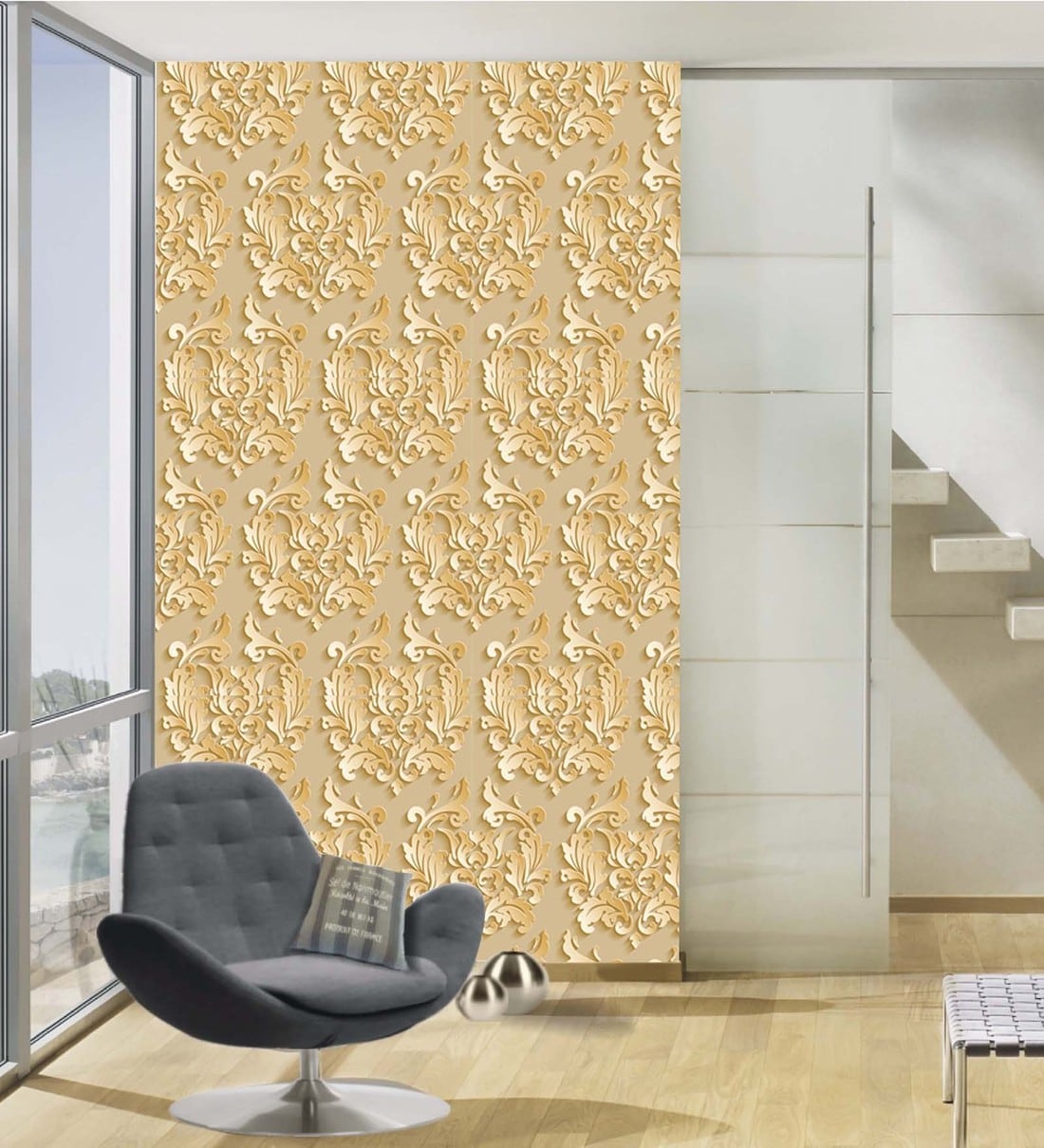 Buy Beige 3D Paisley Design Peel And Stick Self Adhesive Wallpaper by