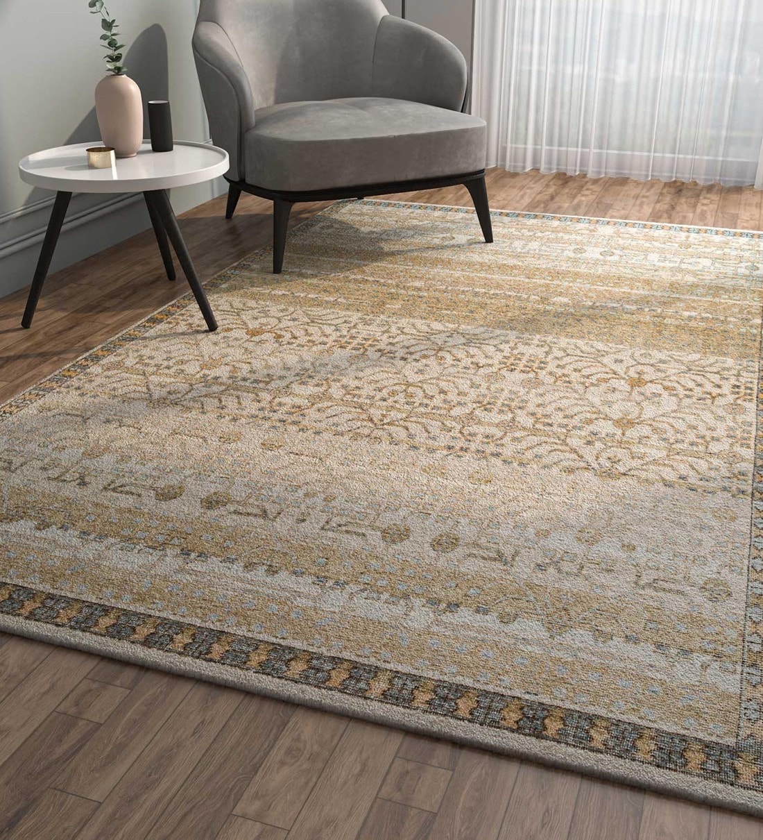 Buy Beige Distressed Wool 8 ft x 10 ft Hand Knotted Carpet at 35 OFF by Jaipur Rugs Pepperfry