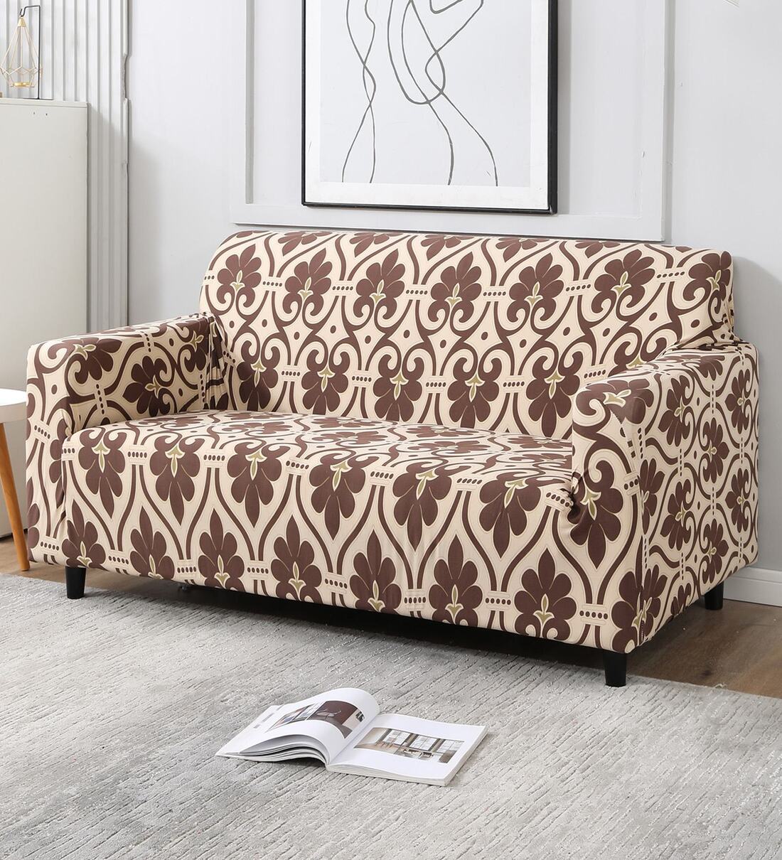 Buy Beige Floral Polyester 2 Seater Sofa Cover by HOKIPO at 21 OFF by