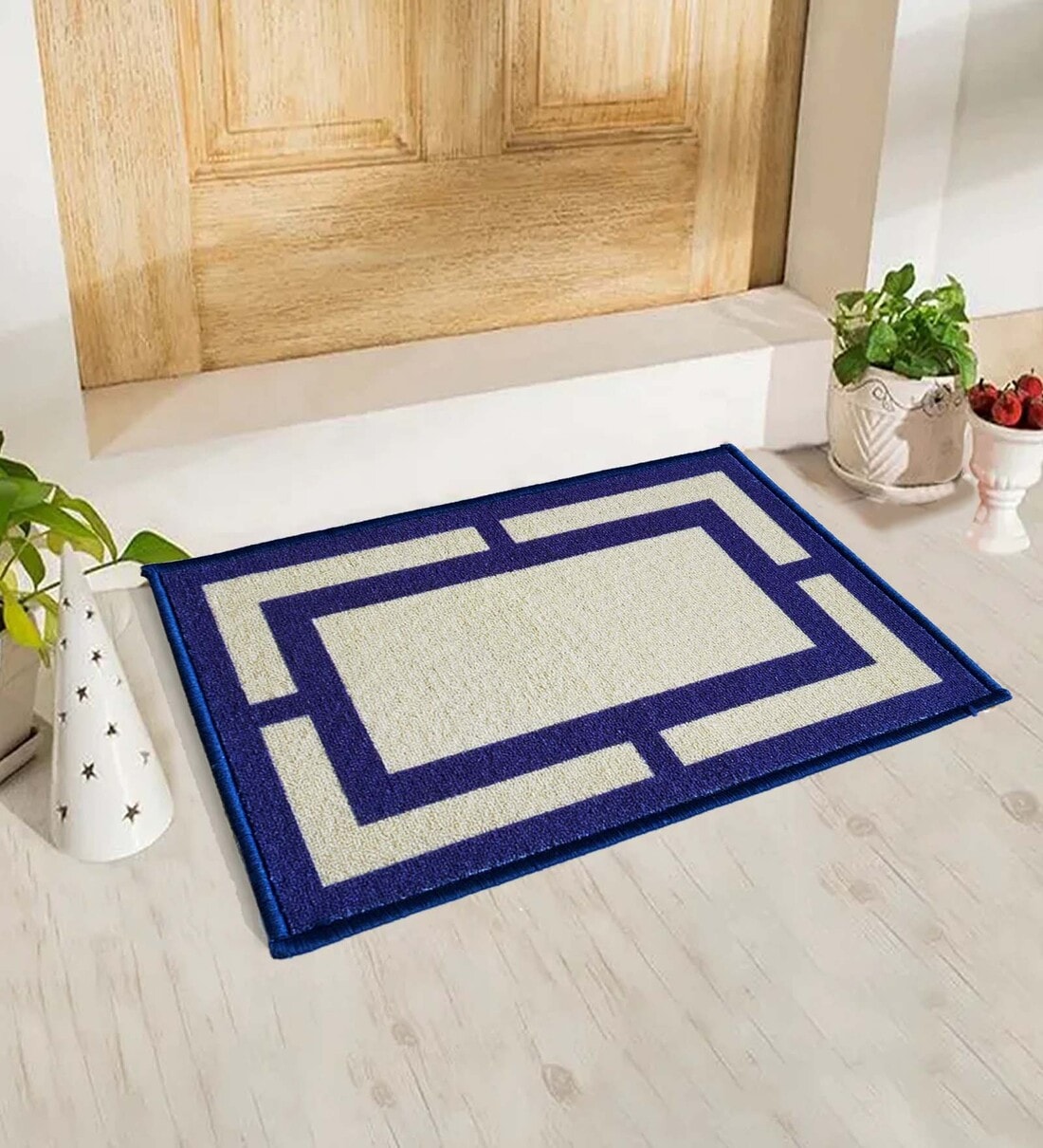 Buy Blue Geometric Nylon 16 x 24 Inches Anti Skid Door Mat at 32% OFF ...