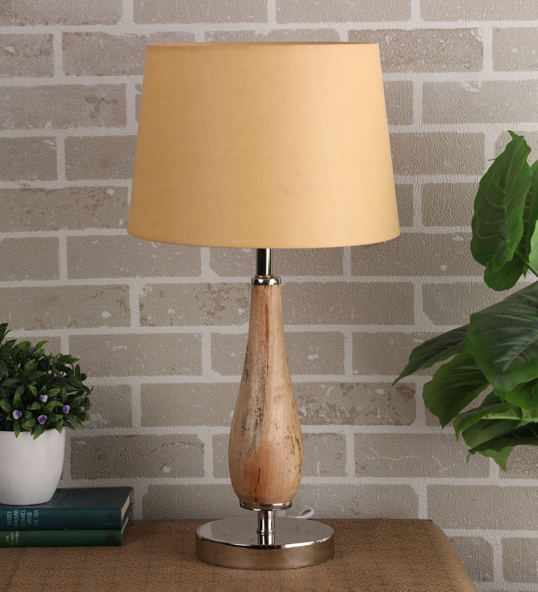 Buy Beige Shade Table Lamp with Wood Base By Sapphire Online Wood