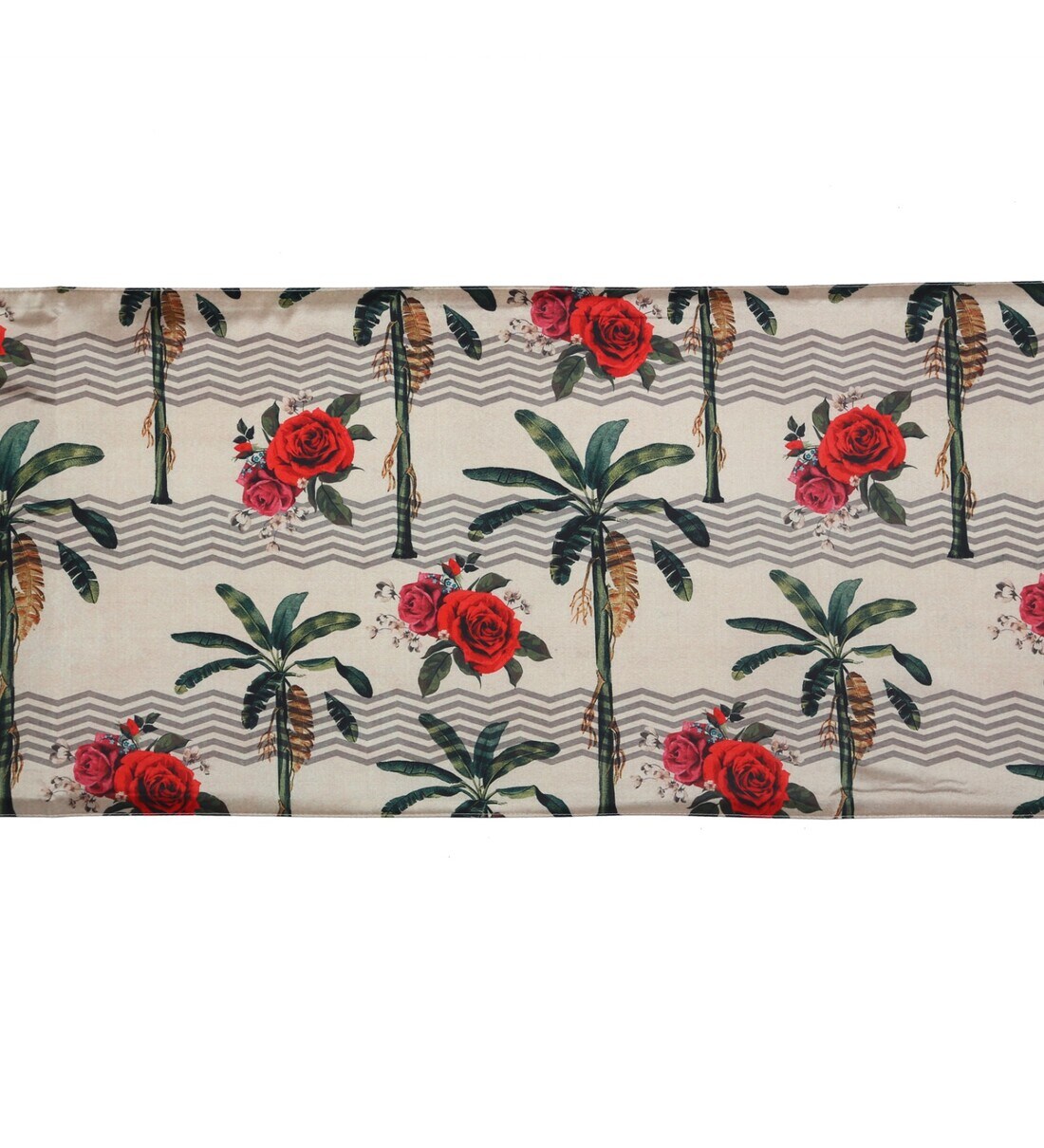 Buy Beige Silk Floral 54x14 Inches Table Runner by M K Enterprise