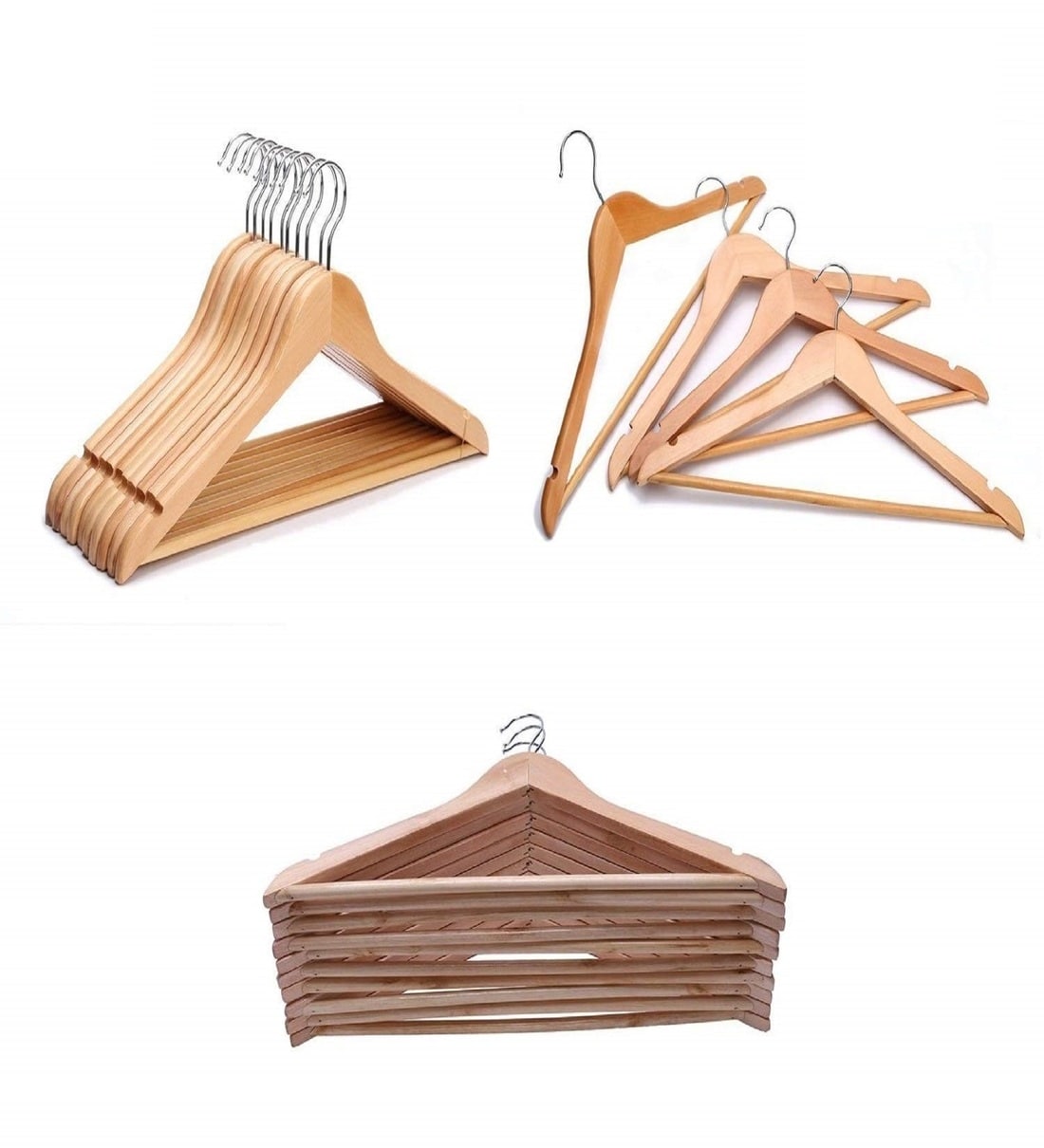 Buy Beige Wood 1 Hook Cloth Hangers (Set Of 36) By STAR WORK Online Cloth Hangers Hooks and