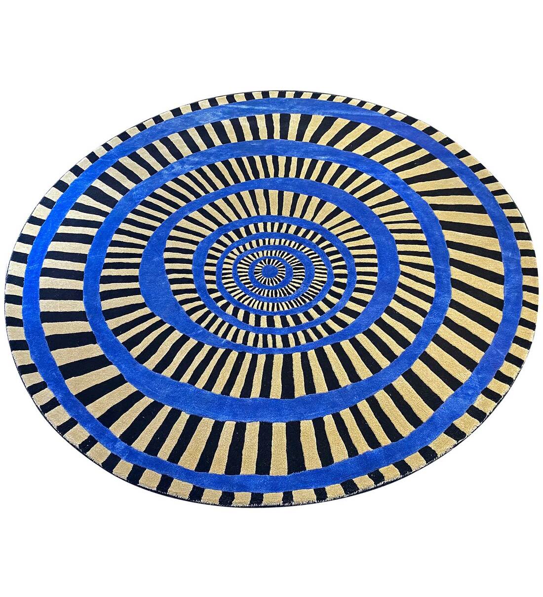 Buy Beige Wool Abstract Round Carpet Hand Tufted Carpet By Qaaleen