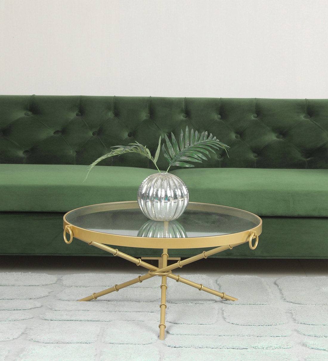 Buy Bellmore Metal Coffee Table In Golden Finish With Glass Top at 40