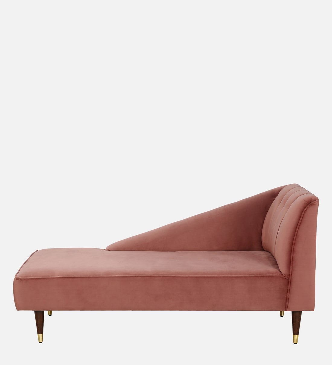 Buy Benitez Velvet Chaise Lounger in Blush Pink Colour by CasaCraft