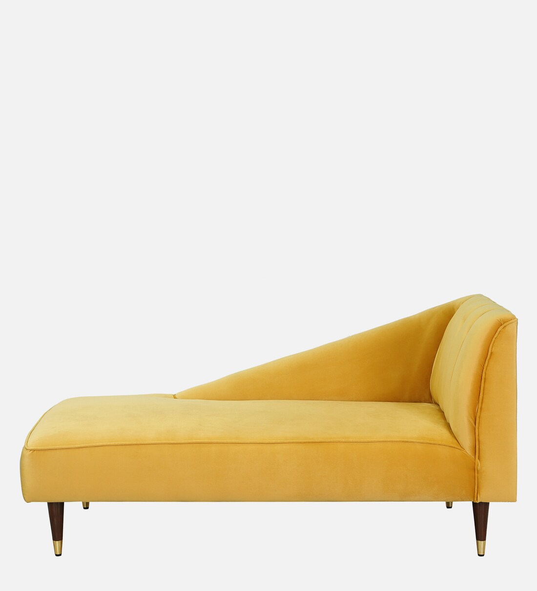 Buy Benitez Velvet Chaise Lounger in Mustard Yellow Colour by CasaCraft