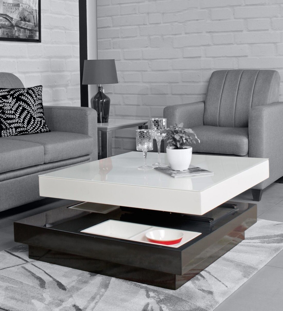 Buy Bentley Coffee Table In White Brown Colour By Home Centre Online Modern Rectangular Coffee Tables Tables Furniture Pepperfry Product