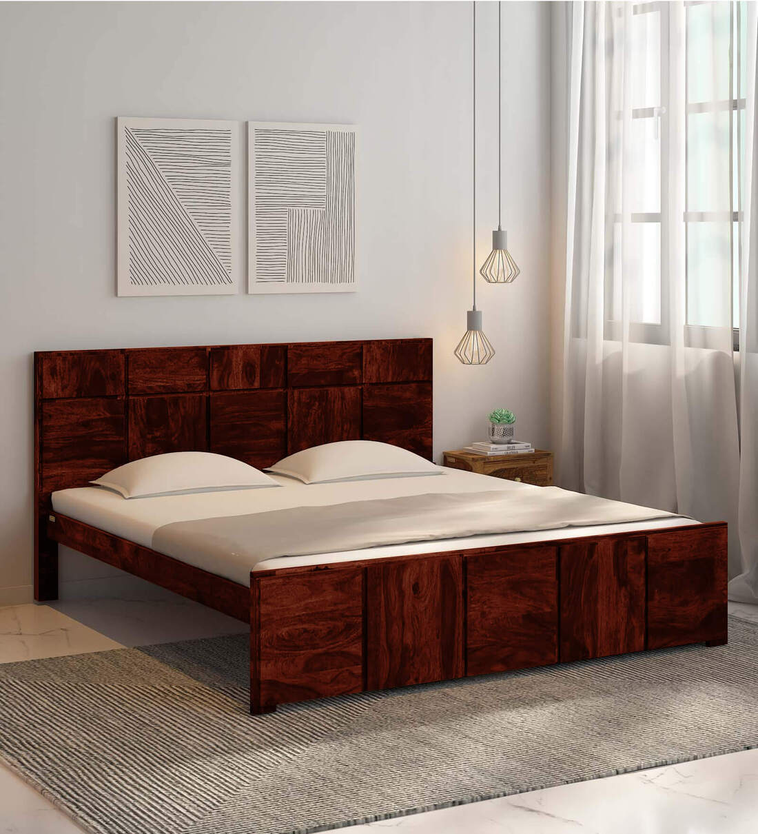 Buy Bergen Sheesham Wood King Size Bed In Honey Oak Finish at 4 OFF by