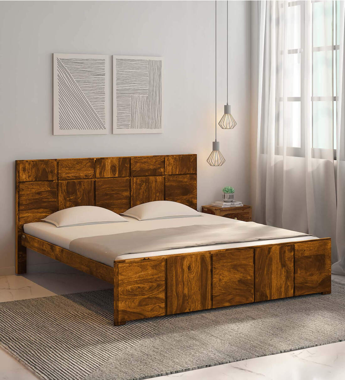 Buy Bergen Sheesham Wood King Size Bed In Rustic Teak Finish at 4 OFF