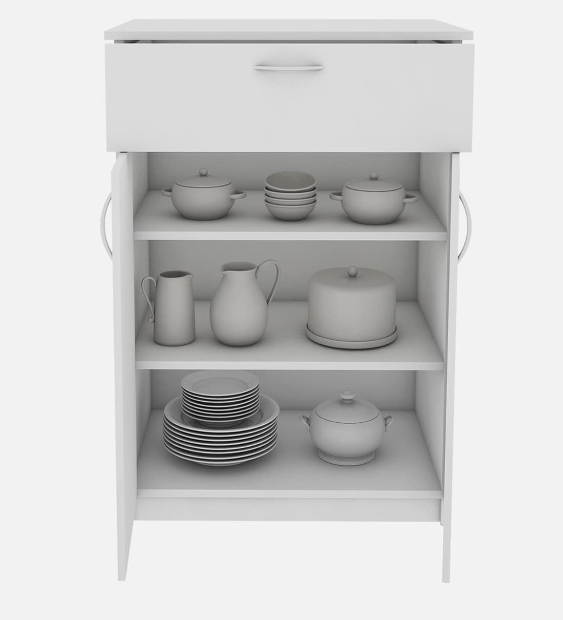 Buy Betel Cabinet In Frosty White Finish By Woodbuzz Online - Modern 