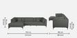 Belita Fabric RHS Sectional Sofa (3 + Lounger) In Pebble Grey Colour