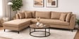 Belita Fabric RHS Sectional Sofa (3 + Lounger) In Sandy Brown Colour with Extra Pouffe
