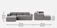 Bergen Velvet RHS Sectional Sofa In Grey Colour