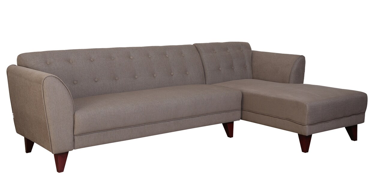 Buy Belem 3 Seater LHS Sectional Sofa in Sandy Brown Colour CasaCraft By Pepperfry Online