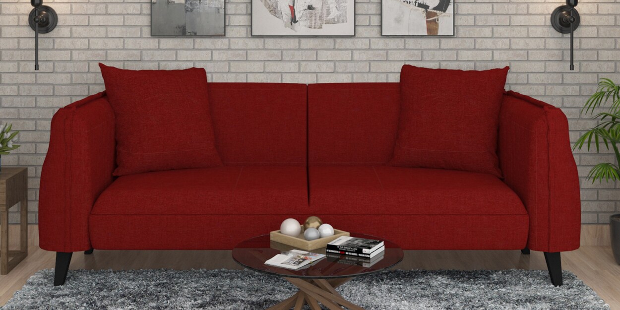 Buy Bexley Fabric 3 Seater Sofa in Red Colour by Varanda Woods Online