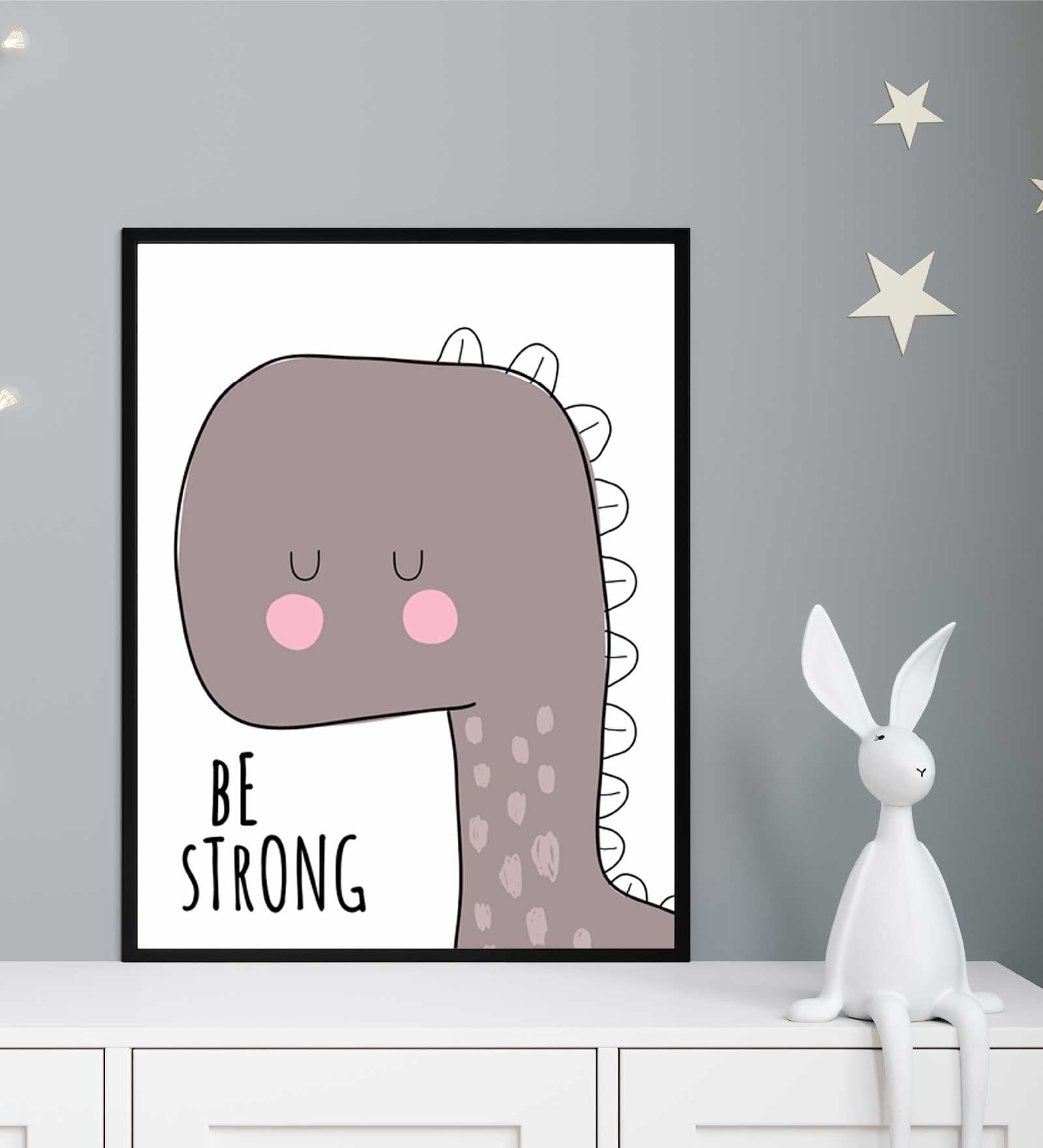 Be Strong Dino Baby Room Printed Canvas Wall Art