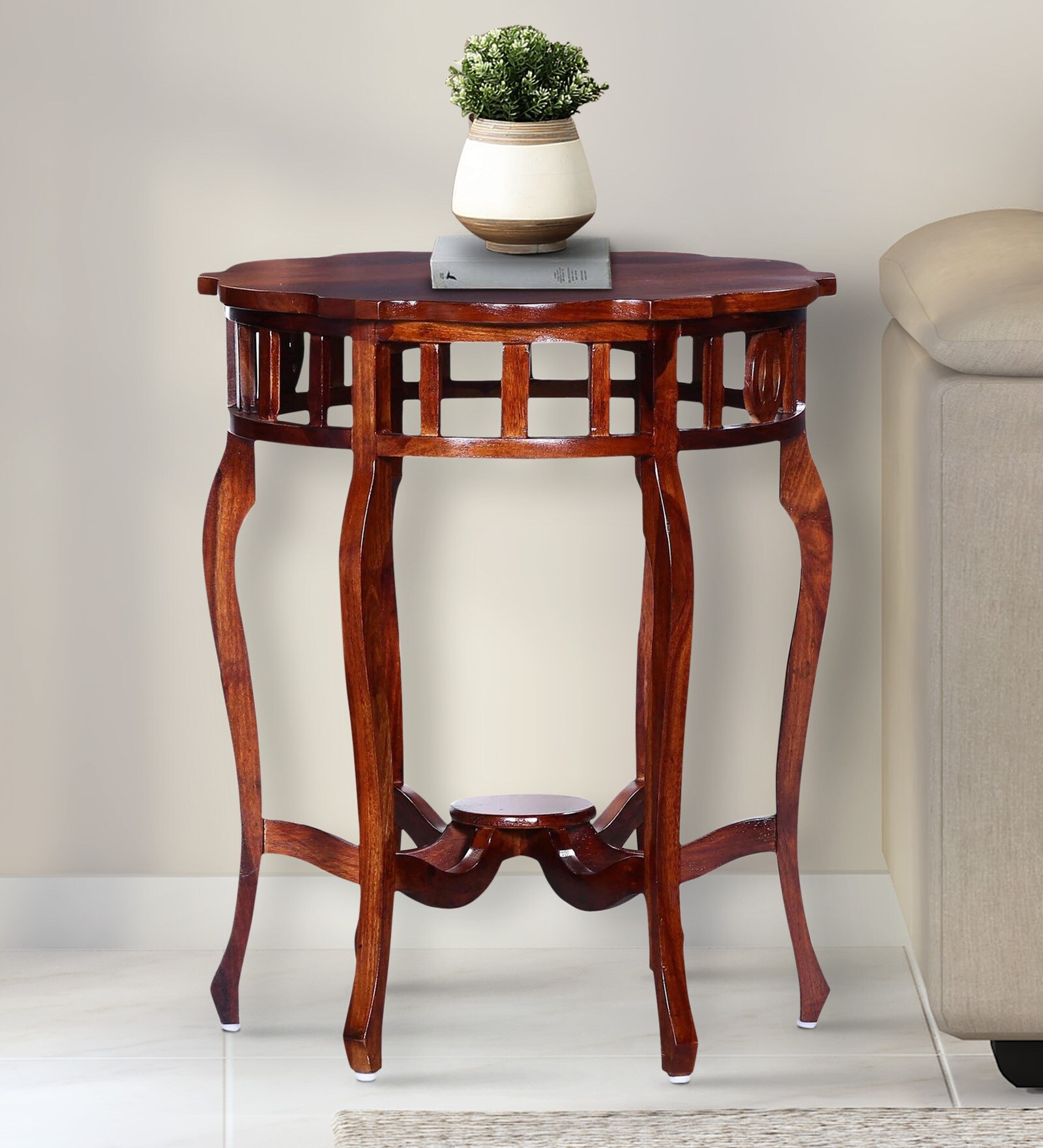 Buy Bealey Sheesham Wood End Table In Honey Oak Finish At Off By Amberville From Pepperfry