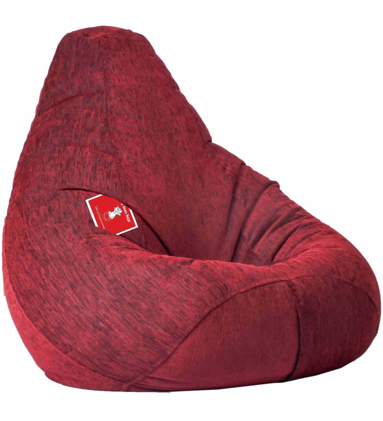 Buy Bean Bag with Beans in Textured Maroon Colour by Comfy Bean Bags