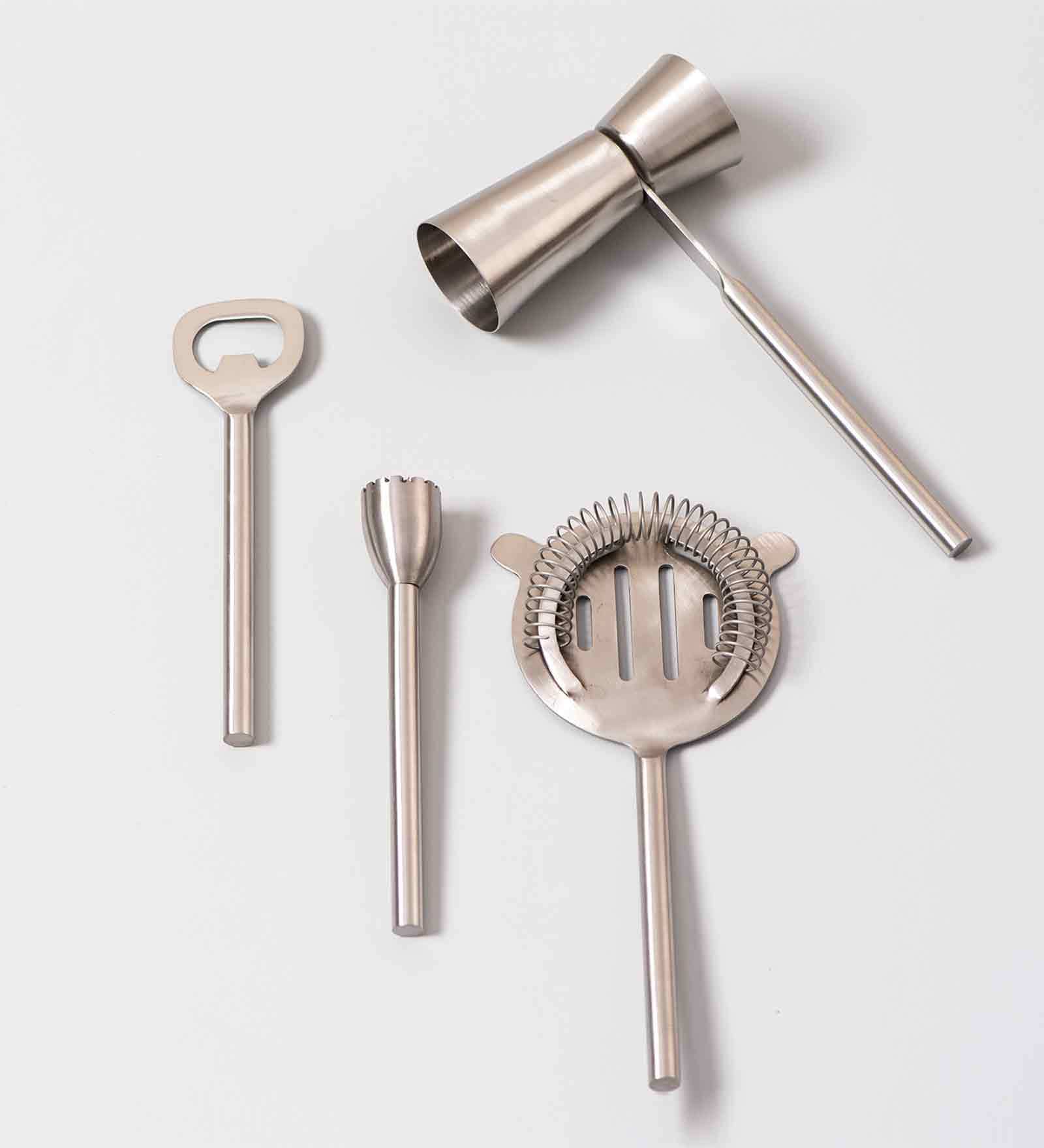 Buy Beaute (Set of 4) Stainless Steel Bar Tool Set by NestRoots Online Bar Tools Barware