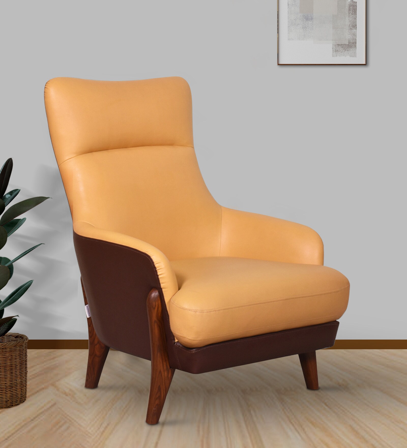 Beautiful Leatherette 1 Seater Chair in Camel Colour