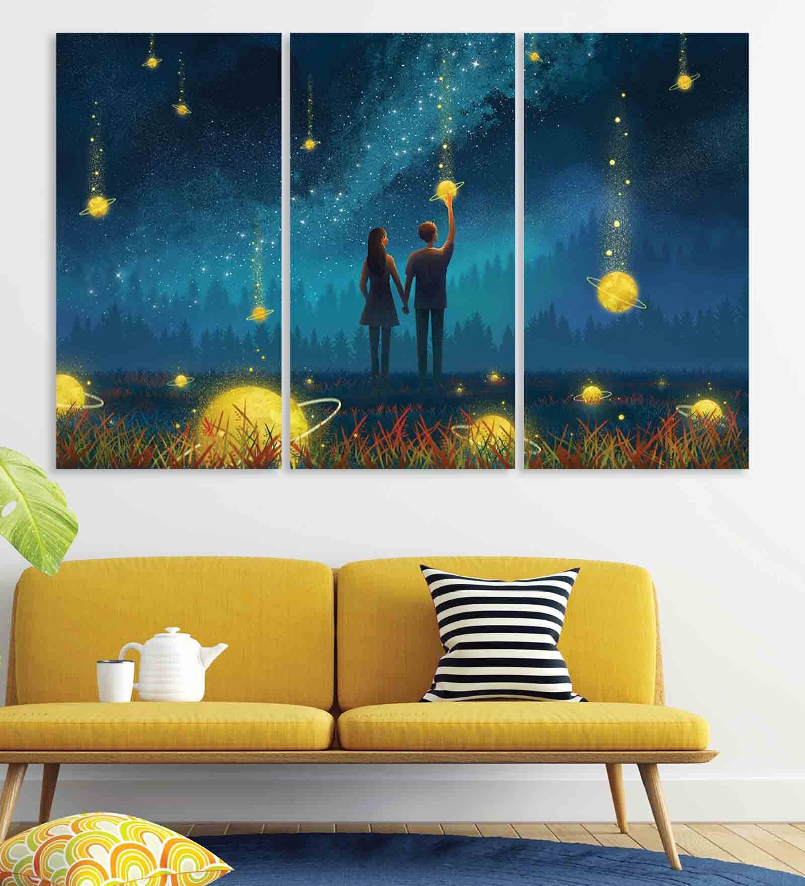 Beautiful Couple Multicolour Canvas (Set of 3) Art Panels