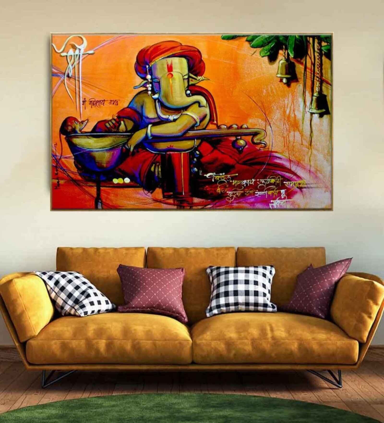 Beautiful Ganesha Multicolour Canvas Art Print