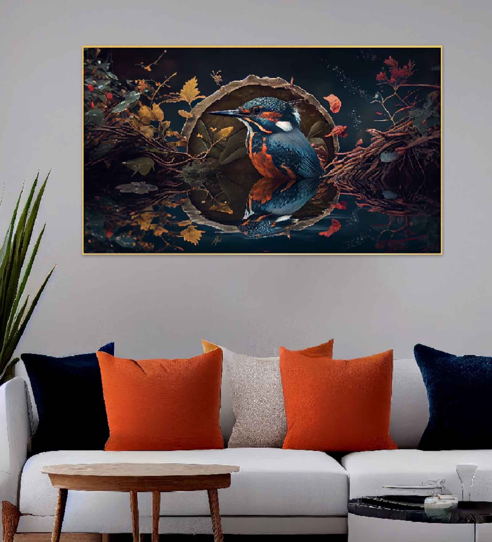 Beautiful Kingfisher Multicolour Canvas Art Print