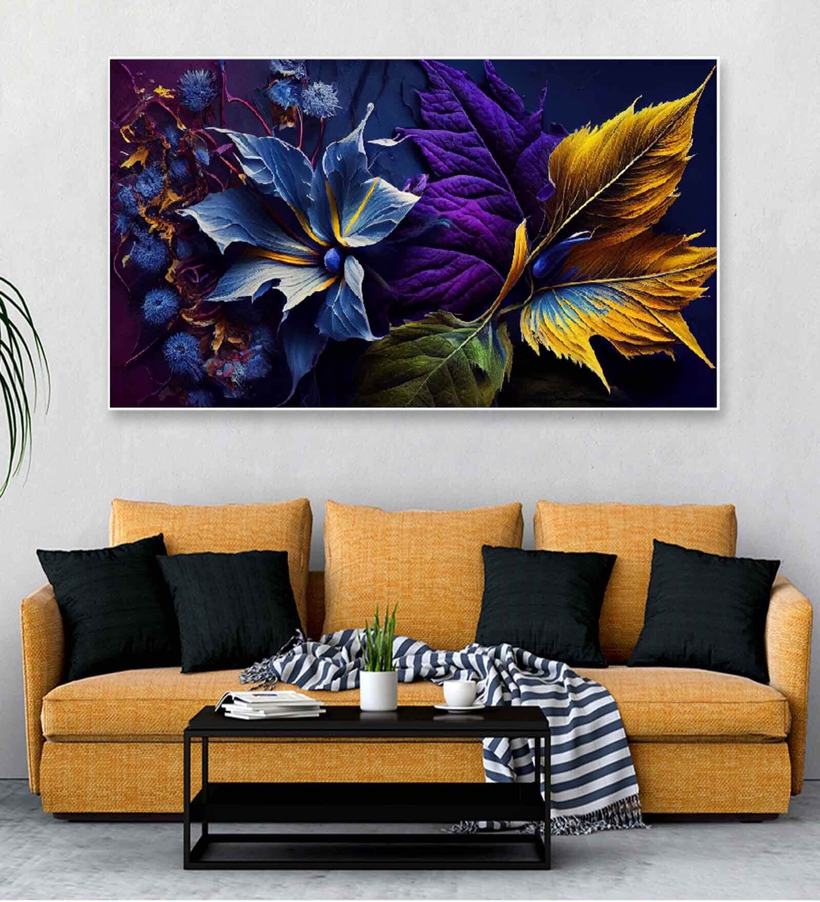Beautiful Leaf Blue & Purple Canvas Art Print