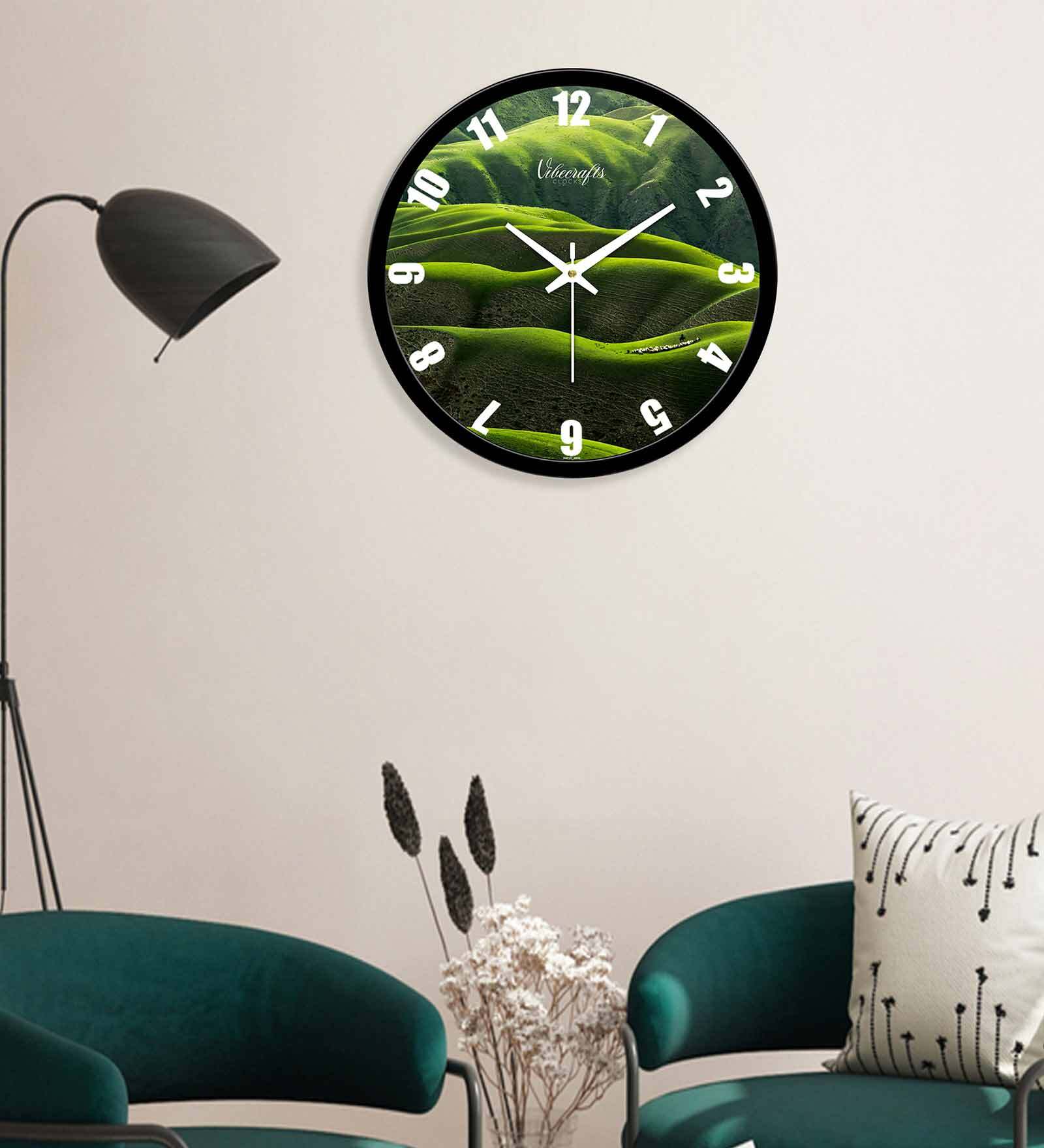 Beautiful Nature Designer Plastic Wall Clock In Green