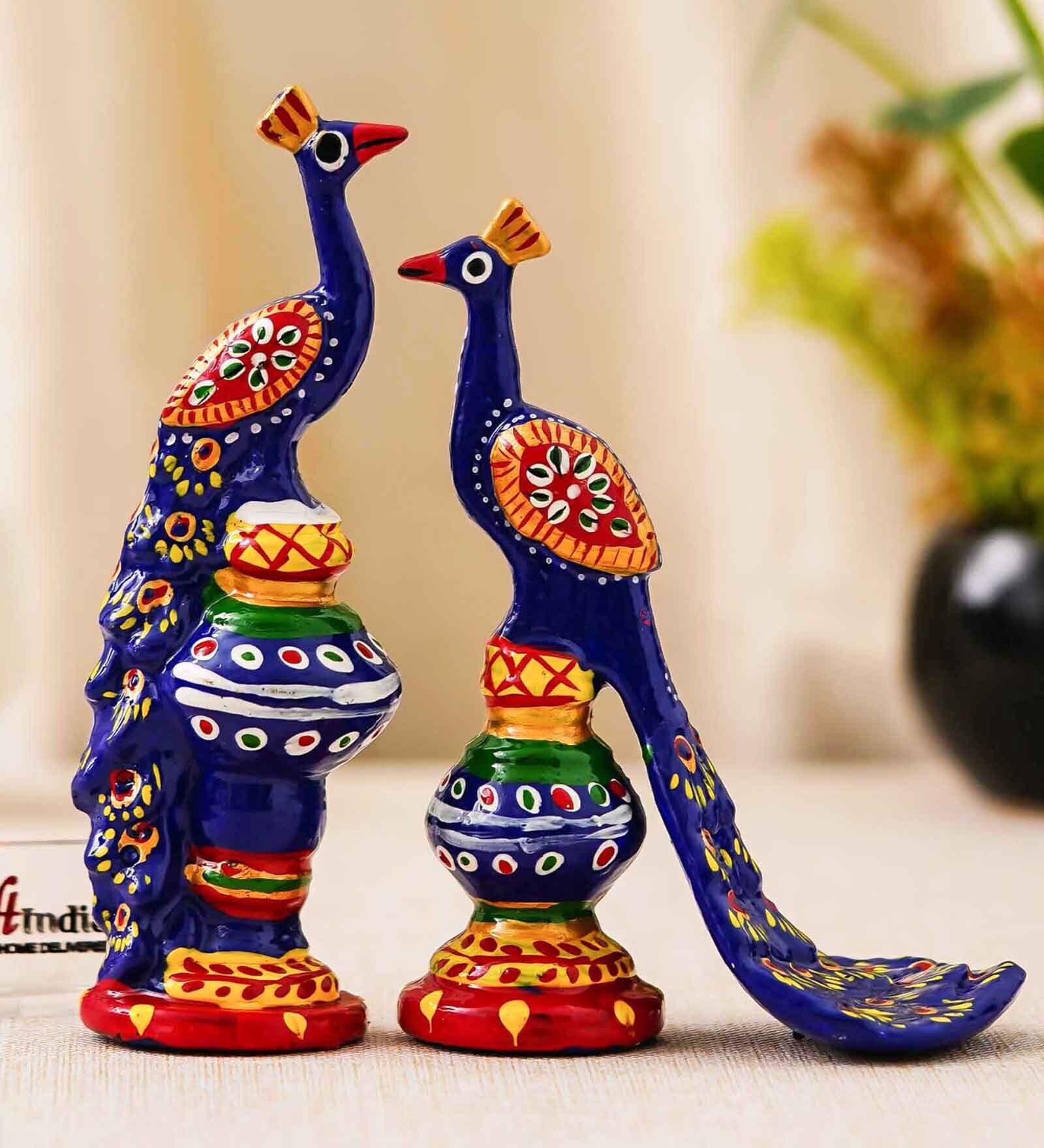 Beautiful Peacock Couple Showpiece Bird Figurines