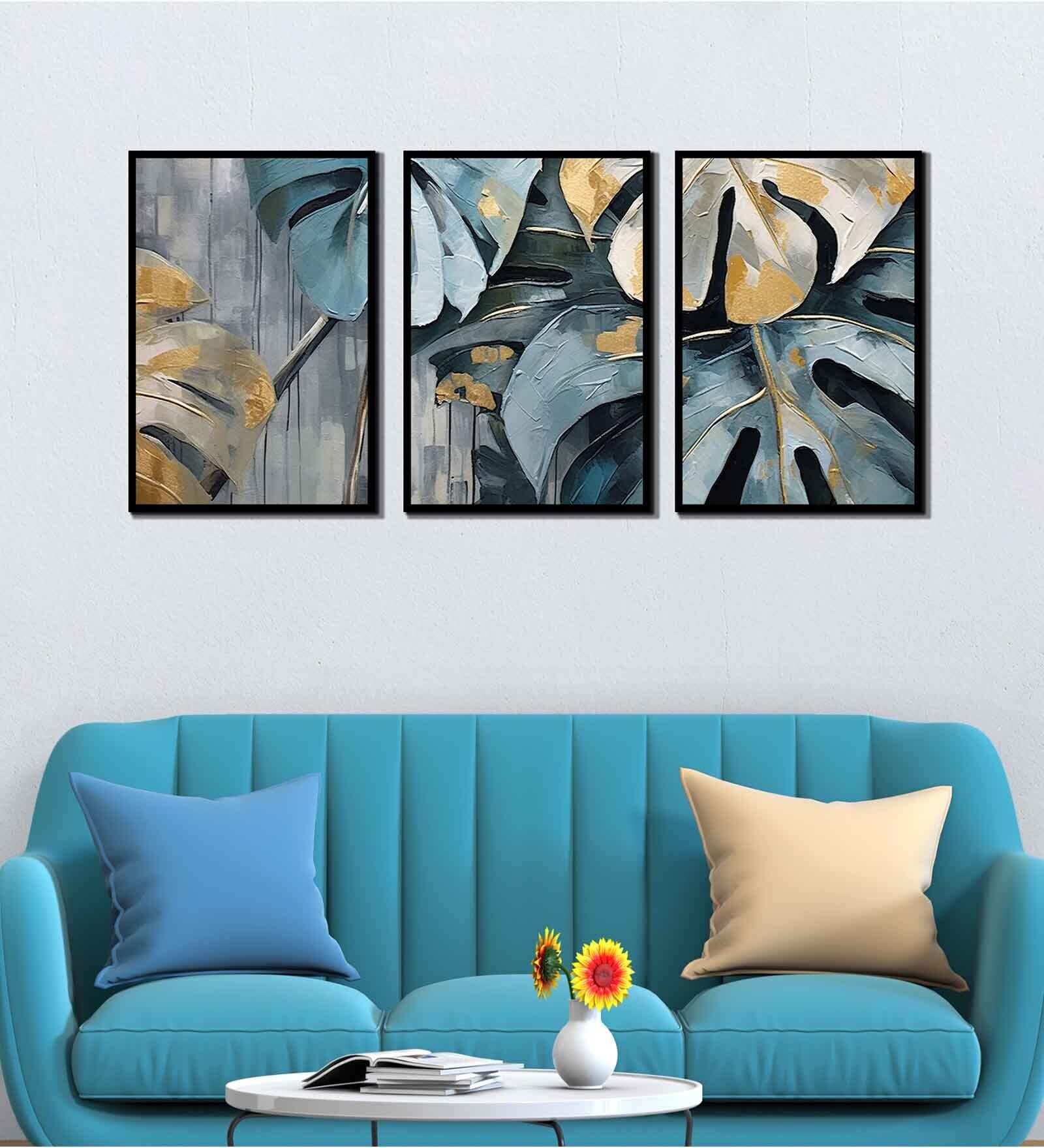 Beautiful Plants Multicolour Canvas & MDF (Set of 3) Framed Art Panels