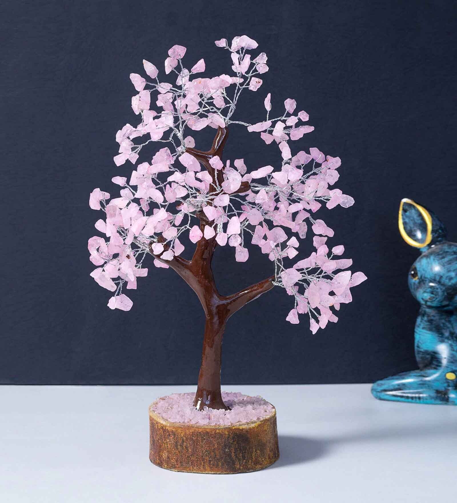 Beautiful Rose Quartz Clusters Wish Tree Stone Table Accent
