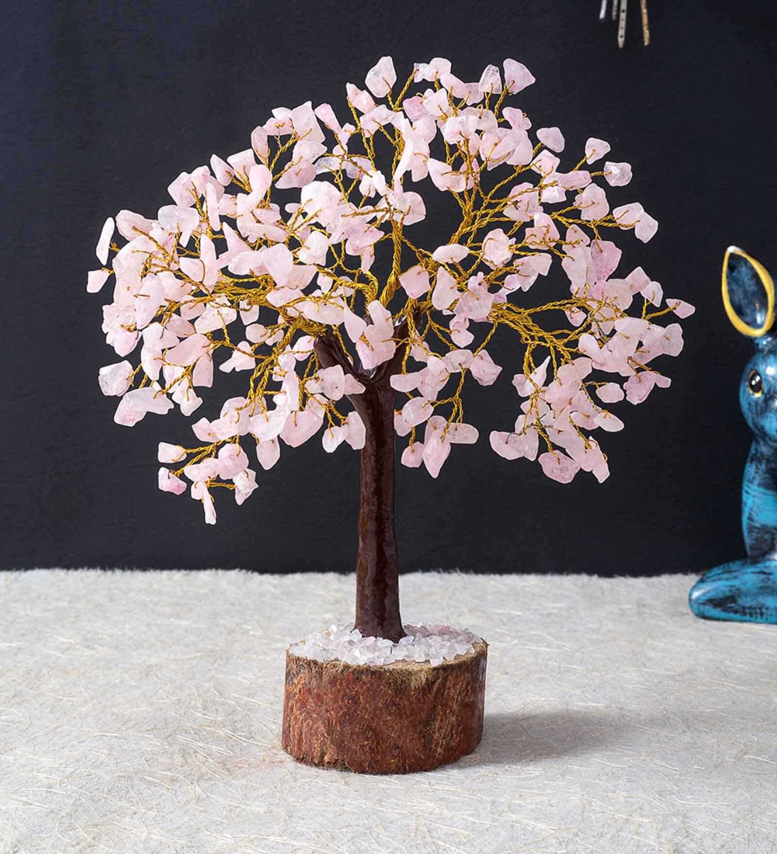 Beautiful Rose Quartz Clusters Wish Tree Stone Table Accent