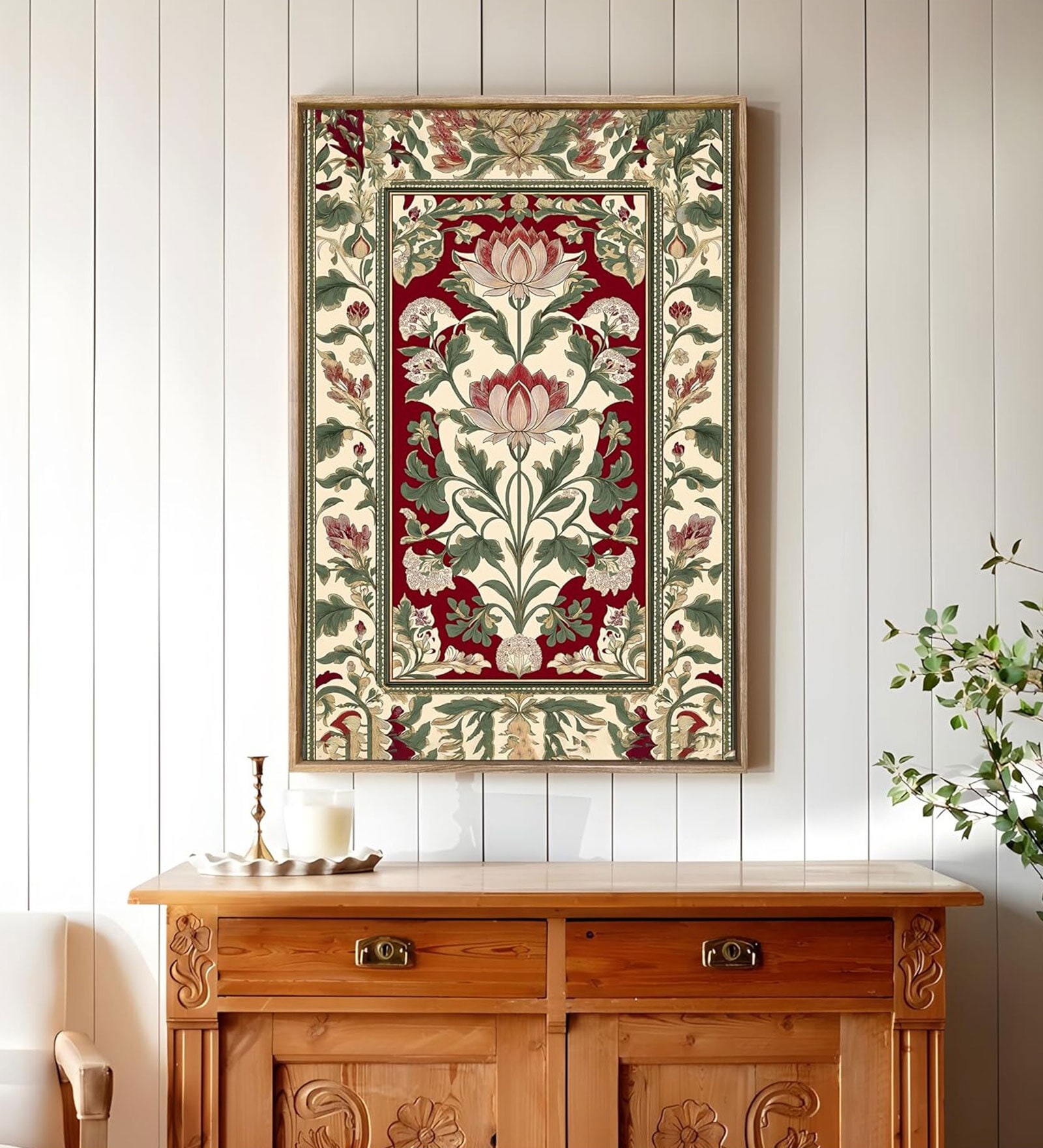 (1Pc) Multicolor Canvas Framed Floral Wall Art