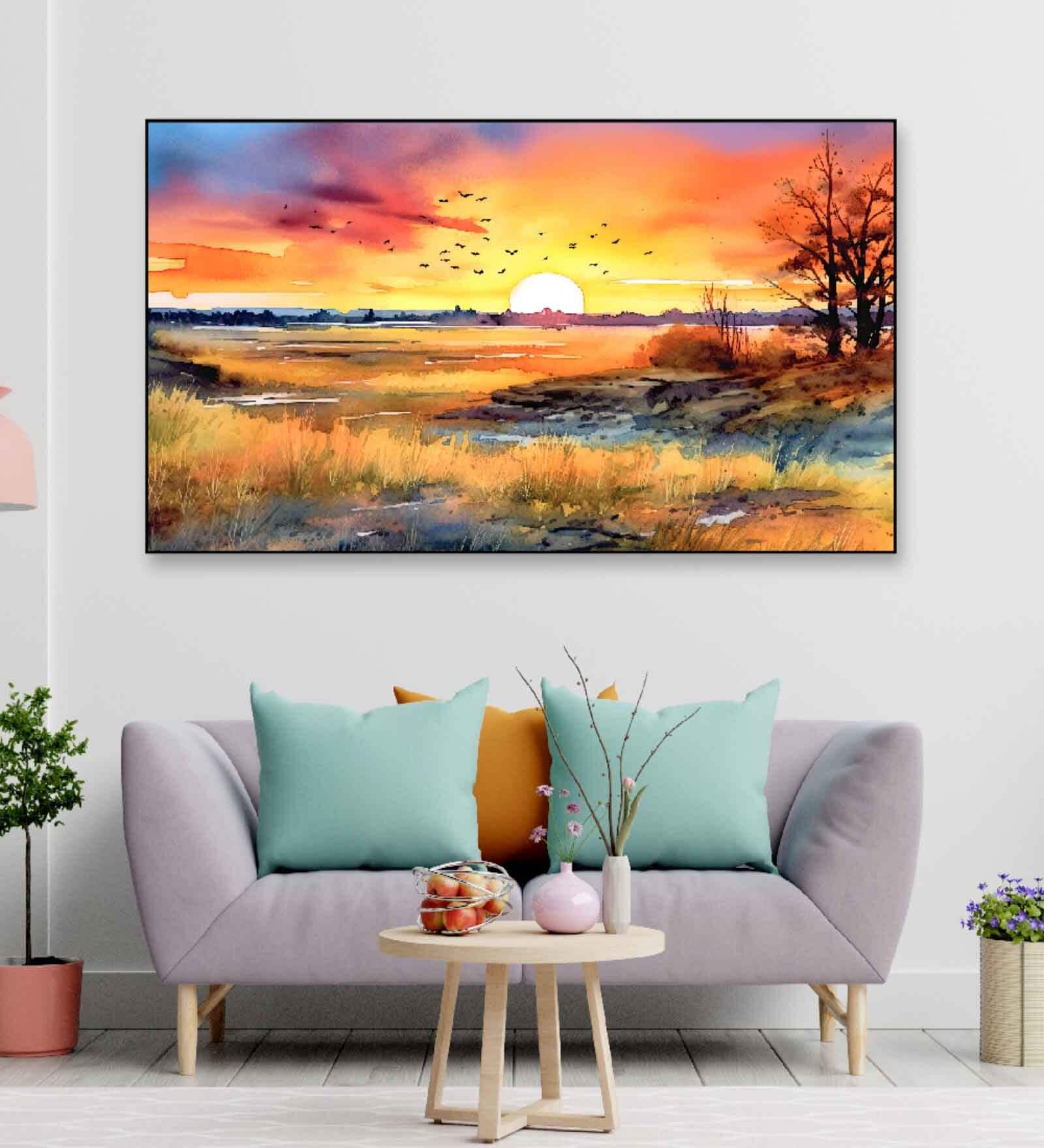 Beautiful Sunset Multicolour Canvas Art Print