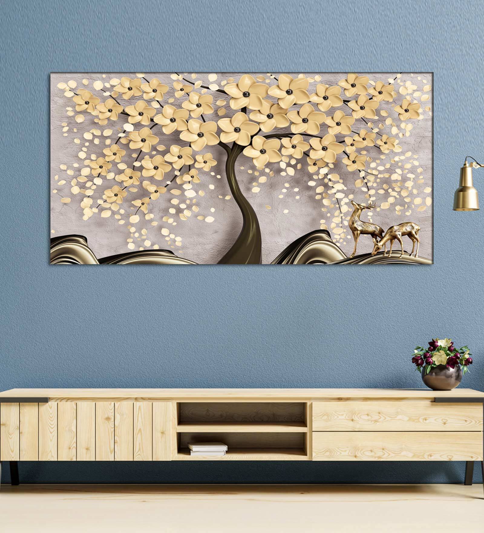 Multicolor Beautiful Tree Flower Canvas Wall Painting