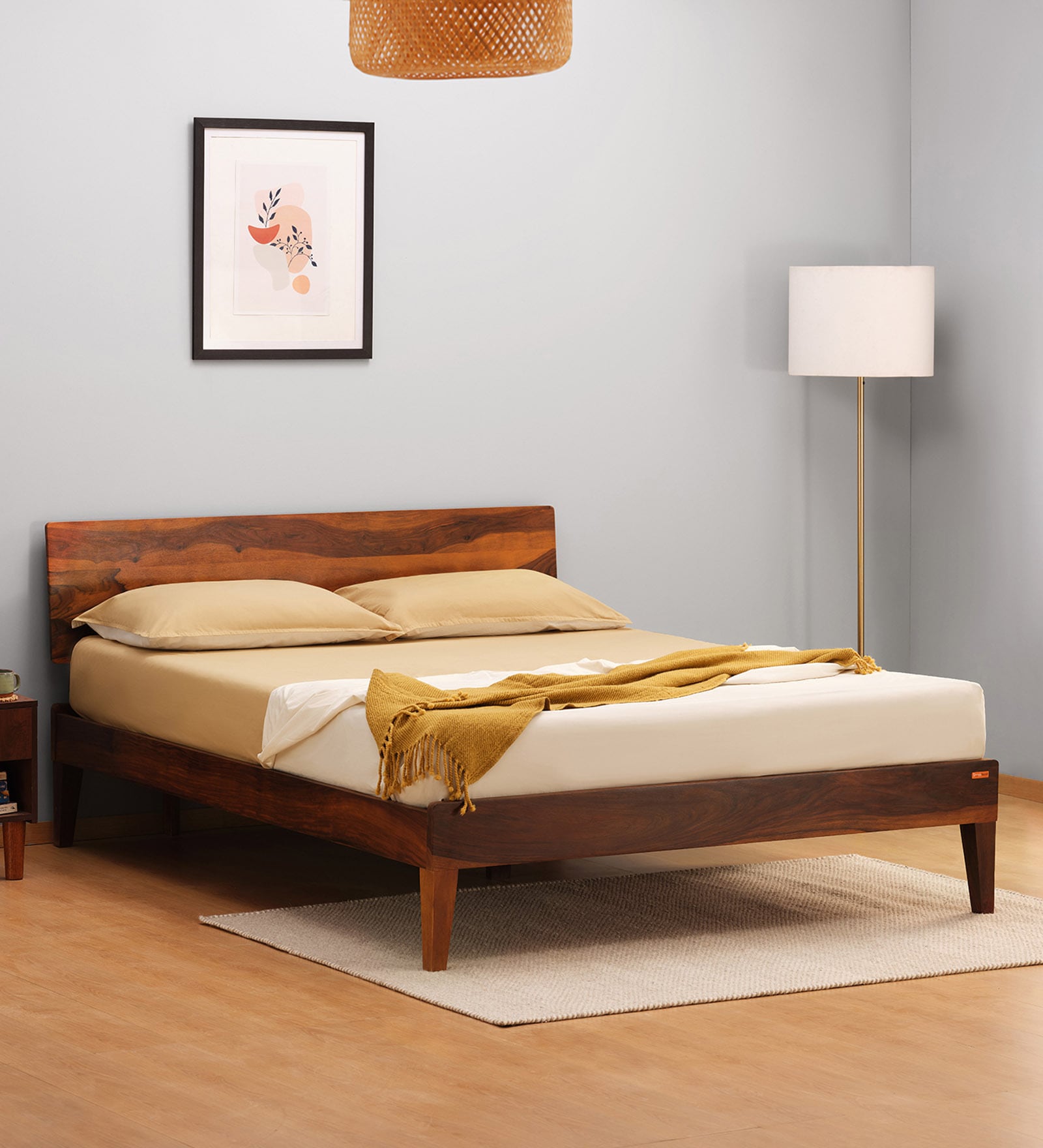 Buy Sheesham Wood King Size Bed In Honey Brown Finish At 24% OFF By ...