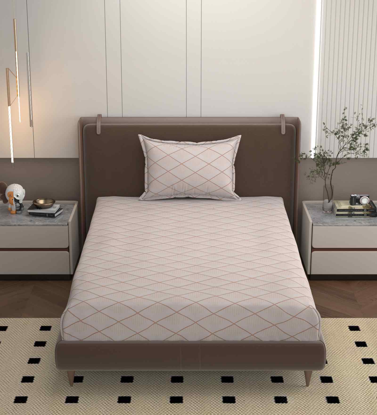 Pink 250 Tc Cotton Bedsheet With 1 Pillow Covers